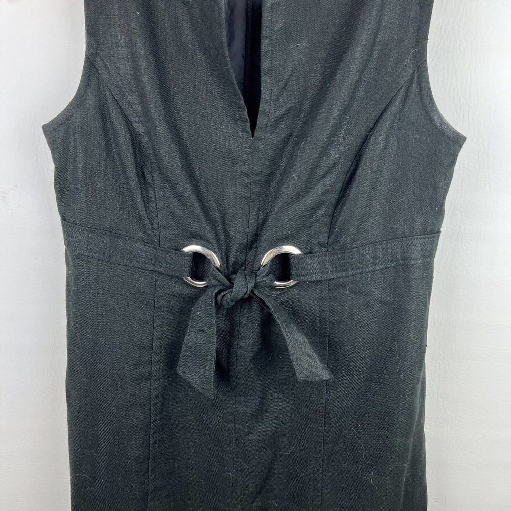 Donna Morgan Dress Size 4 Black Linen Sleeveless Sheath - Picture 5 of 9